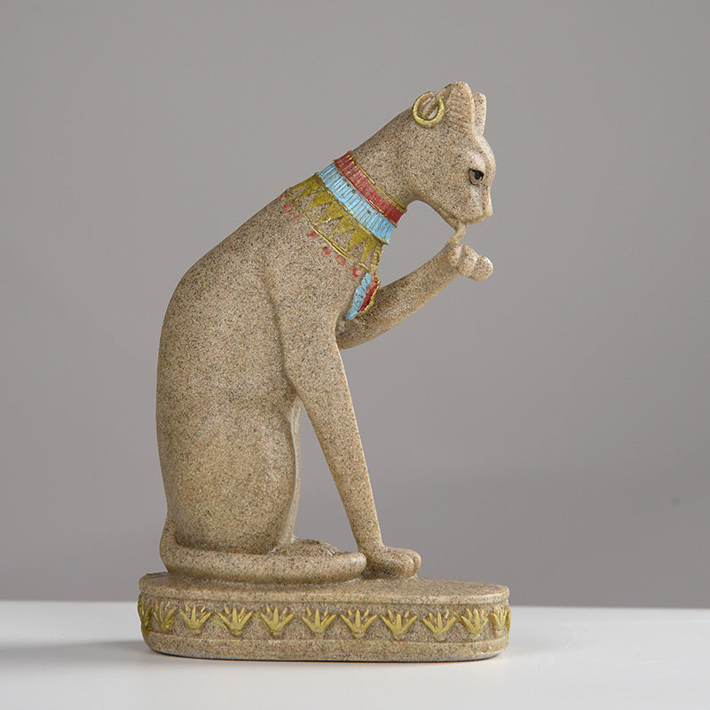 Sandstone Egyptian cat ornament